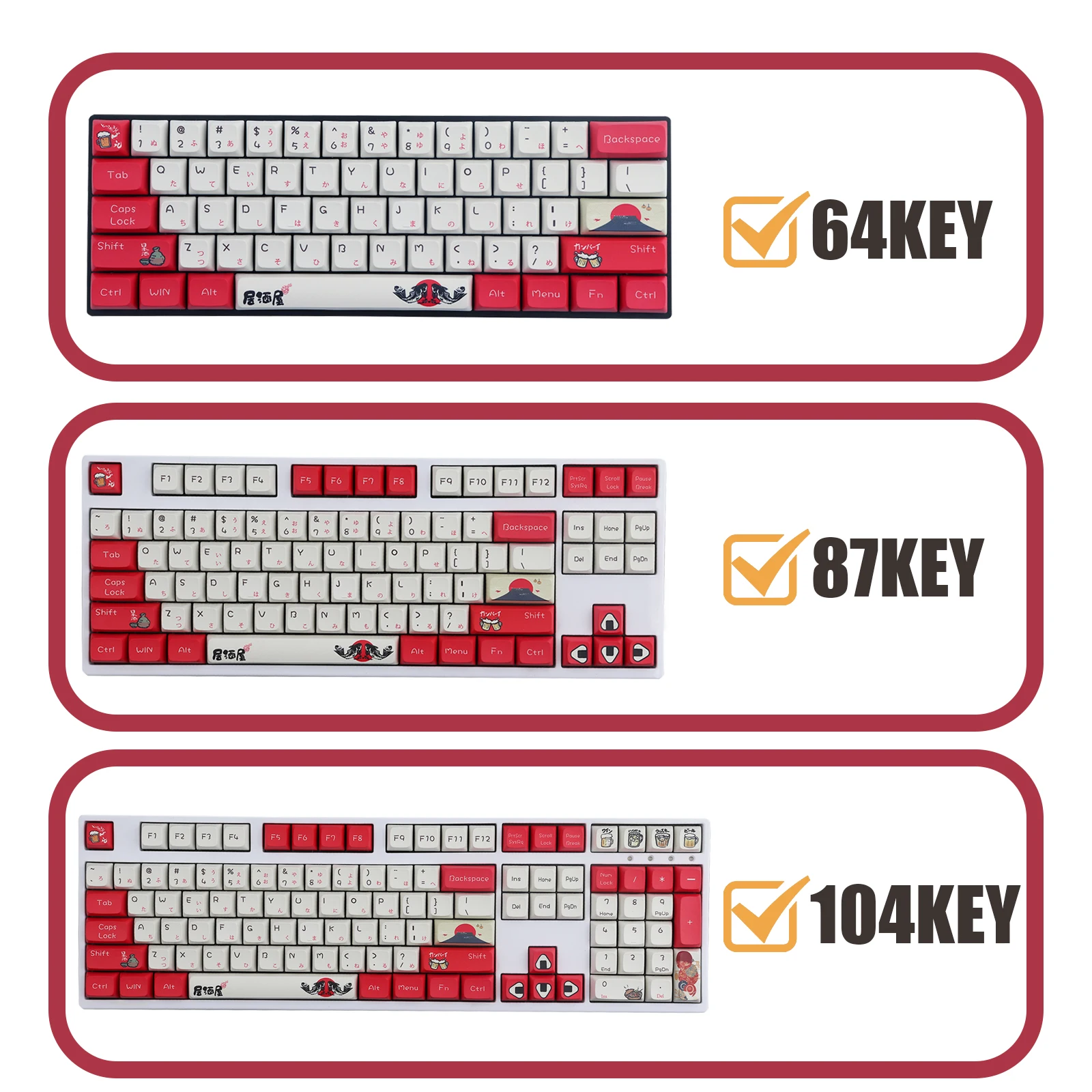 Teclas japonesas Izakaya XDA/OEM, perfil PBT, personalizadas por sublimación, adecuadas para teclado mecánico Cherry MX - imagen 4