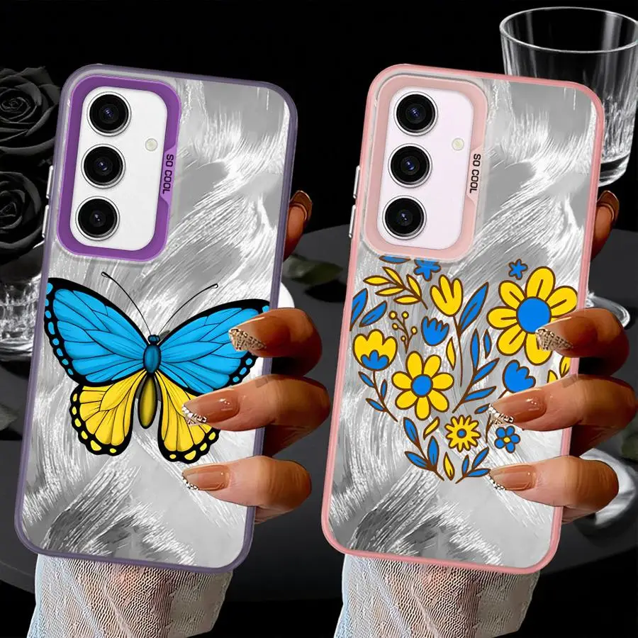 Funda para Samsung Galaxy A26 A22 A52 A33 A34 A73 A23 A53 A24 A32 A25 A36 funda trasera para teléfono mariposa flor
