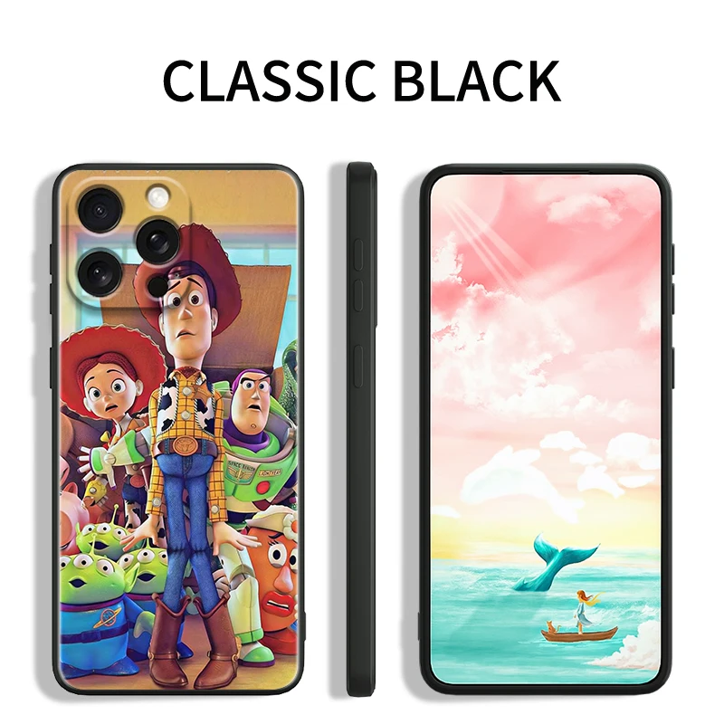 Funda de teléfono de dibujos animados de Disney Toy Story para iPhone 15, 14, 13, 12, 11, XS, XR, X, 8, 7, SE Pro Max Plus, Mini, negra - imagen 4