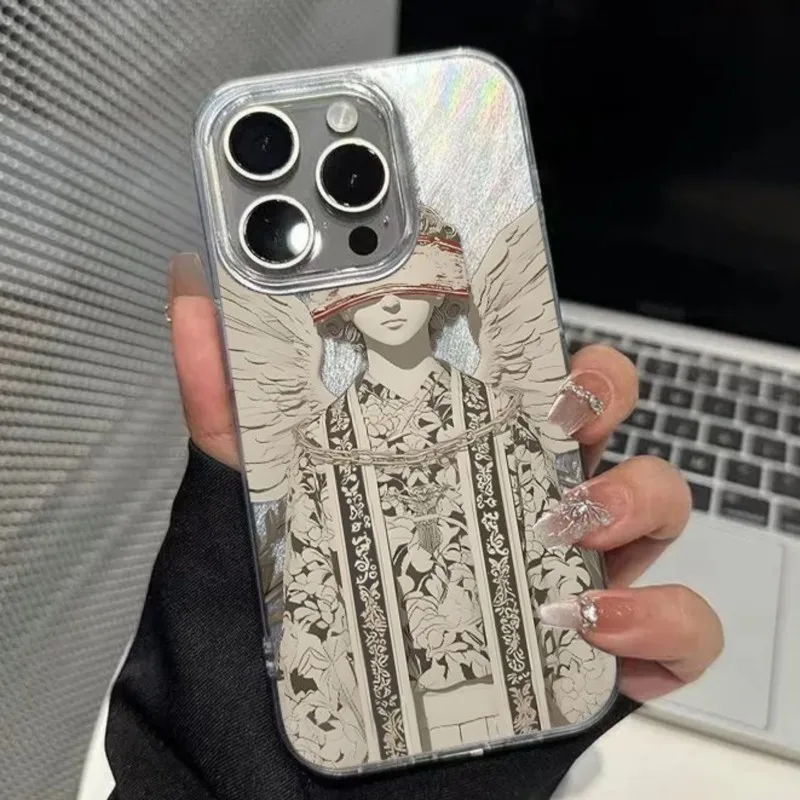 Funda de teléfono Retro brillante diosa Ángel para iPhone 16 15 14 13 12 11 Pro Max 16E XS X XR 7 8 Plus SE2 cubierta a prueba de golpes