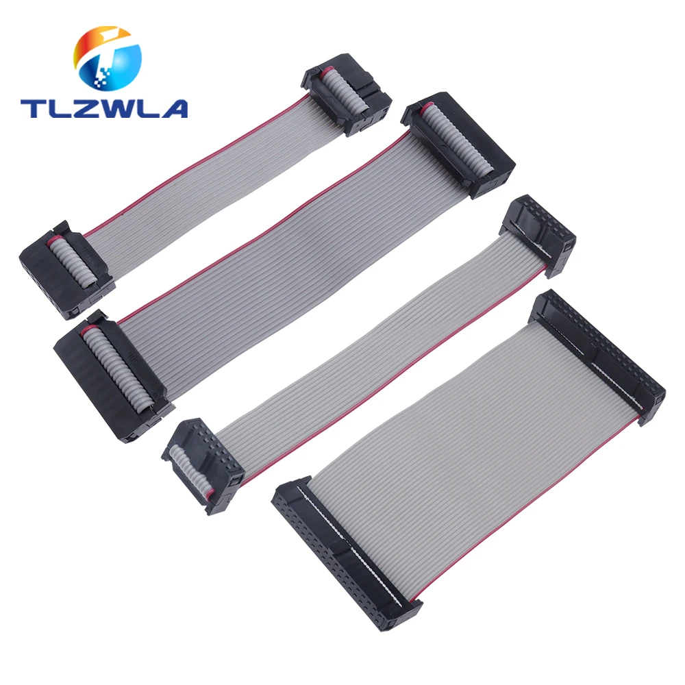 1 Uds. Cable de datos de cinta plana gris JTAG ISP de paso de 2,54mm FC-6/8/10/12/14/16/18/20/24/26/30/34/40/50 pines para cabezal de caja DC3 F/F IDC