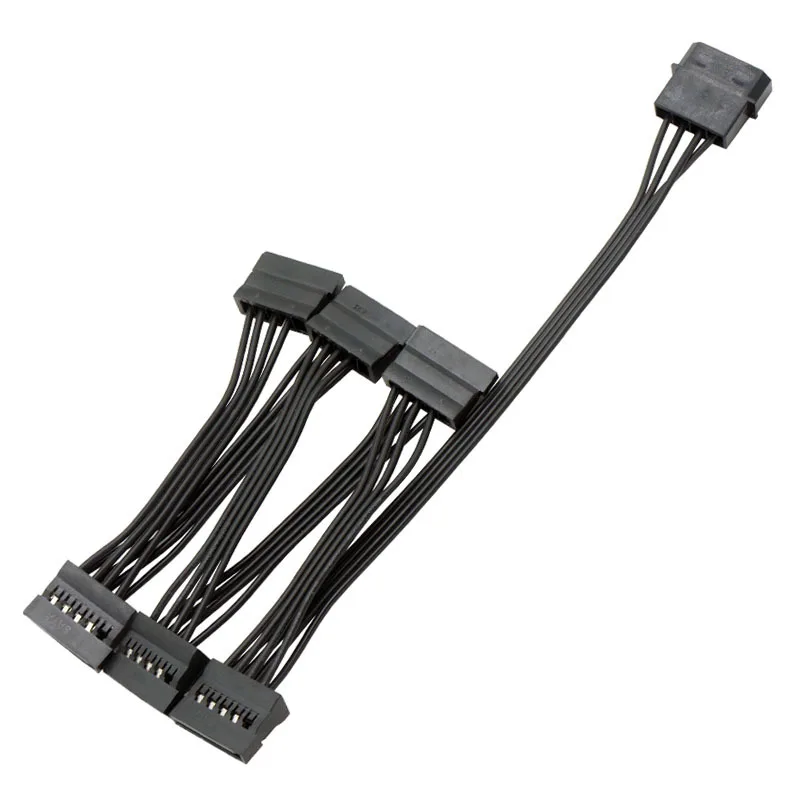 1 Uds. Cable de alimentación SATA de 4 pines IDE Molex To1/2/3/4/5 puertos 15 pines Cable 18AWG para disco duro HDD SSD PC servidor DIY - imagen 5