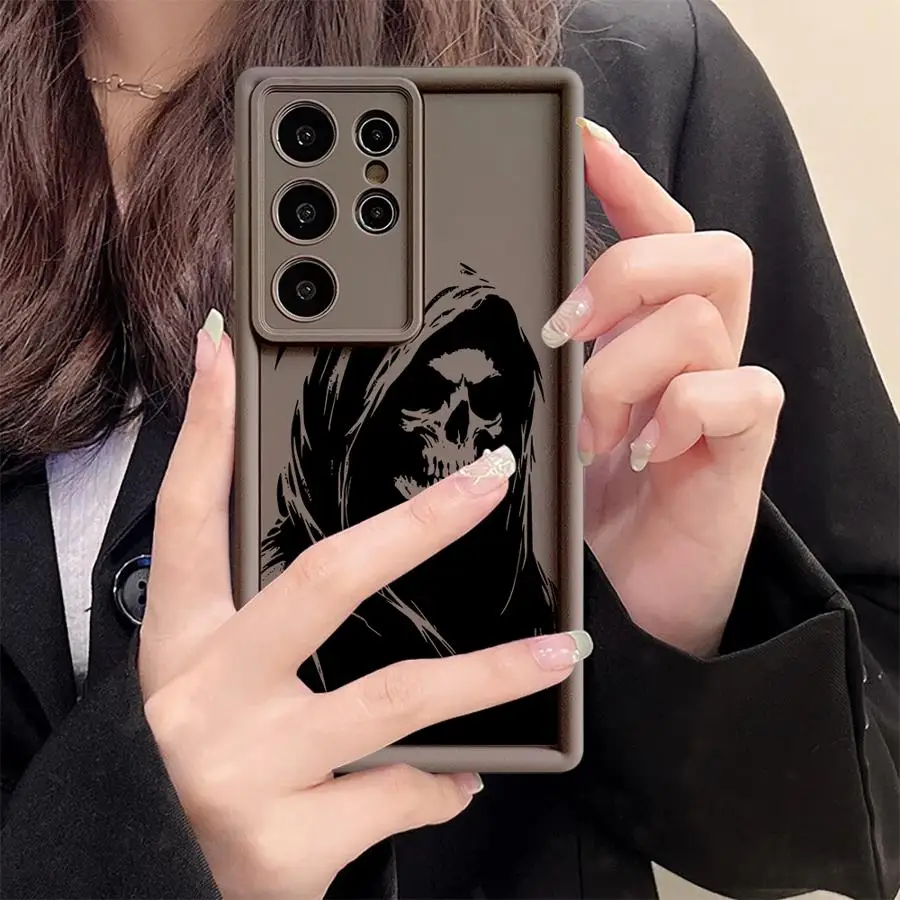 Funda de teléfono con calavera para Samsung Galaxy S24 S24 FE S25 S22 S21 S20 S25 Ultra S23 S23 Plus Note 20 TPU Ultra suave - imagen 2