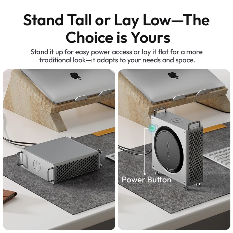 Ulanzi QT01 Mac Mini funda de aleación de aluminio para Mac Mini M4/M4 Pro con soporte lateral magnético funda protectora a prueba de polvo y golpes - imagen 4
