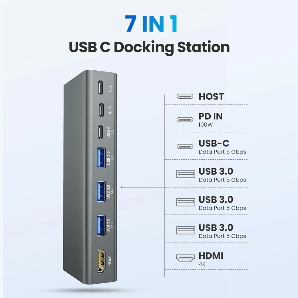 Soporte para ordenador portátil USB-C Hub PD100W carga 4K @ 60Hz soporte ergonómico para ordenador portátil estación de acoplamiento Universal para MacBook Pro Dell Lenovo - imagen 3