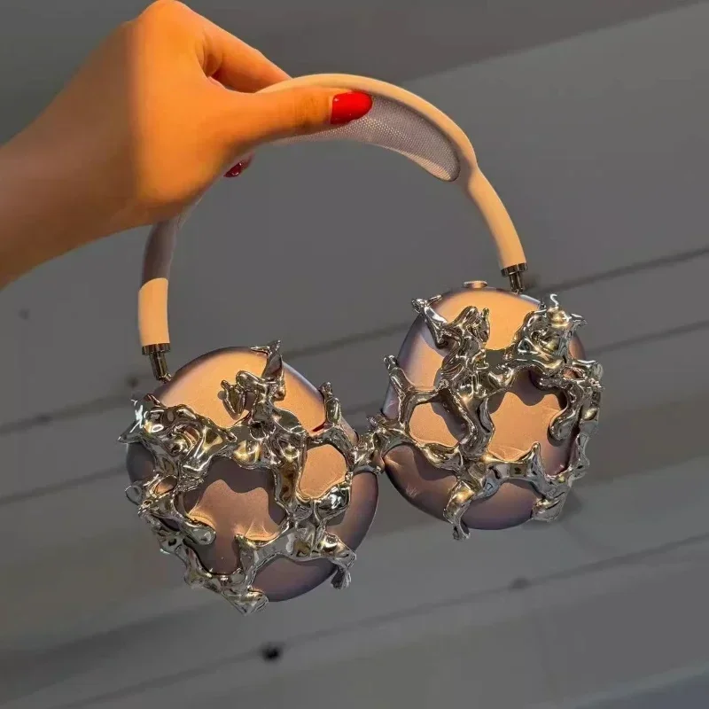 Funda AirPods Max Y2K, funda decorativa personalizada de resina líquida para auriculares, funda plateada, accesorios para auriculares, réplica de Airpods Max - imagen 4