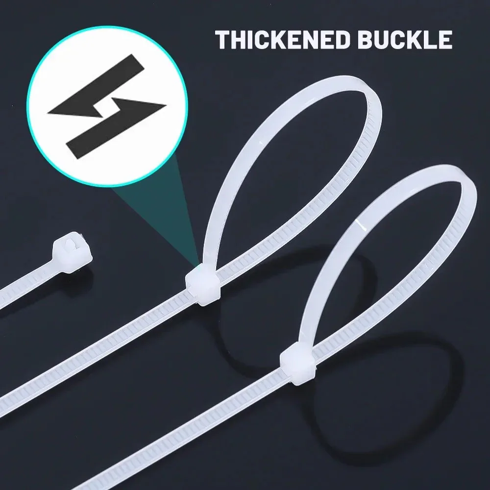 Bridas de nailon para gestión de cables, correas ajustables con bloqueo automático, bucle de sujeción para cables, bridas para cables para el hogar y la Oficina, 1000/100 Uds. - imagen 2