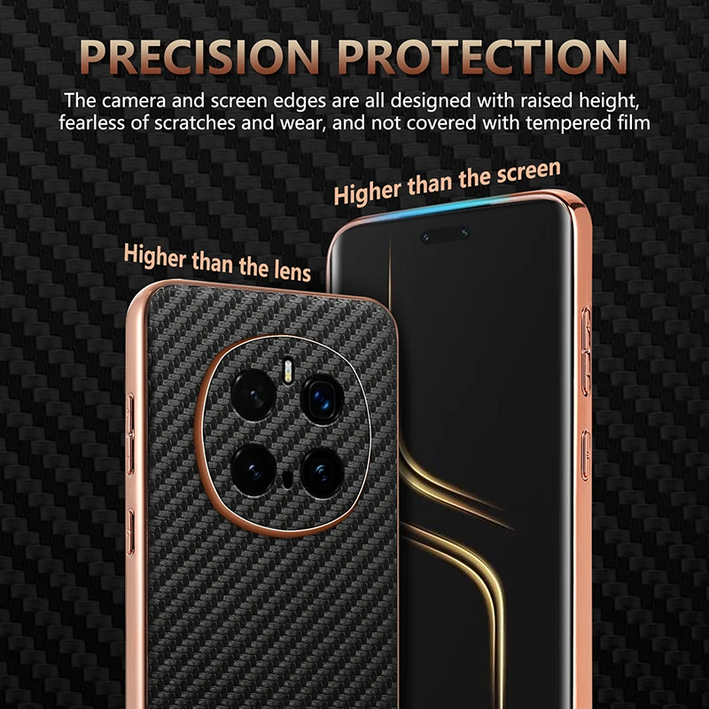 Para Huawei Honor Magic 7 Pro funda de lujo PU chapado fibra de carbono funda protectora trasera para Honor Magic 7 6 Pro carcasa de teléfono - imagen 4