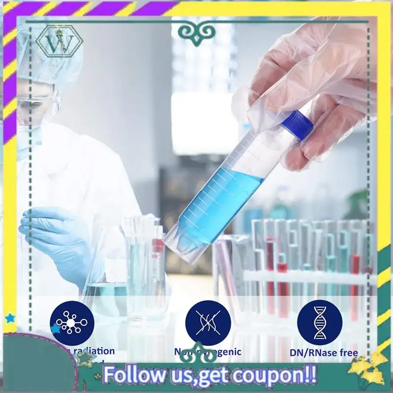 NUEVOS 150 tubos de centrífuga verticales, tubos de ensayo de plástico de 50 ml con tapas de rosca a prueba de fugas, contenedor de polipropileno fácil de usar - imagen 2