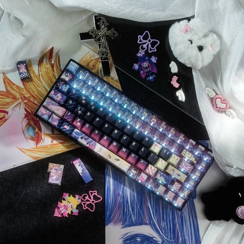 Panty & Stocking con liguero, juego de teclas, tallado lateral, PBT, PC, translúcido, perfil de cereza, tapas de teclado para accesorio de teclado - imagen 2