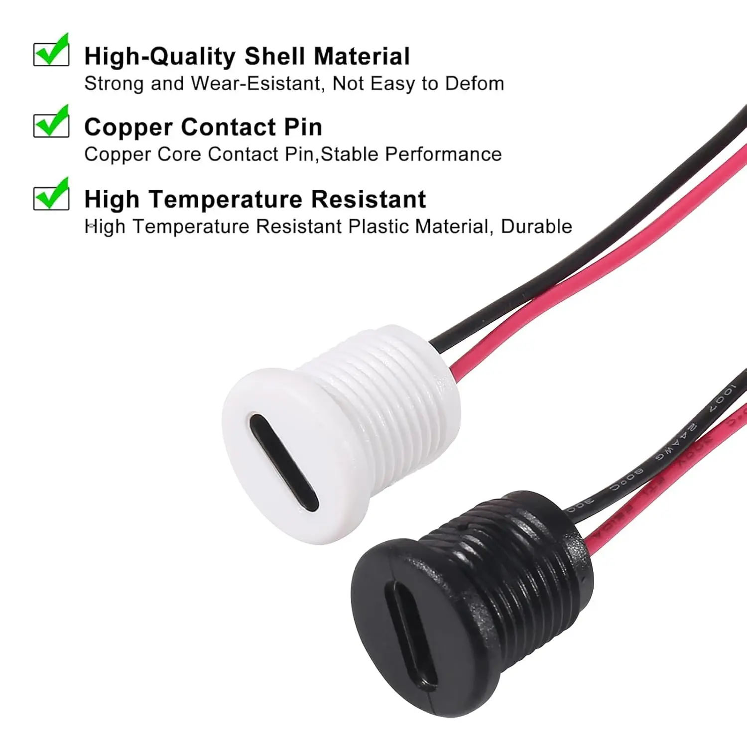 10 Uds. Chasis hembra tipo C conector de enchufe hembra tipo C de 2 pines conector impermeable puerto de carga hembra 3A USB-C cargador enchufe calcetín - imagen 4