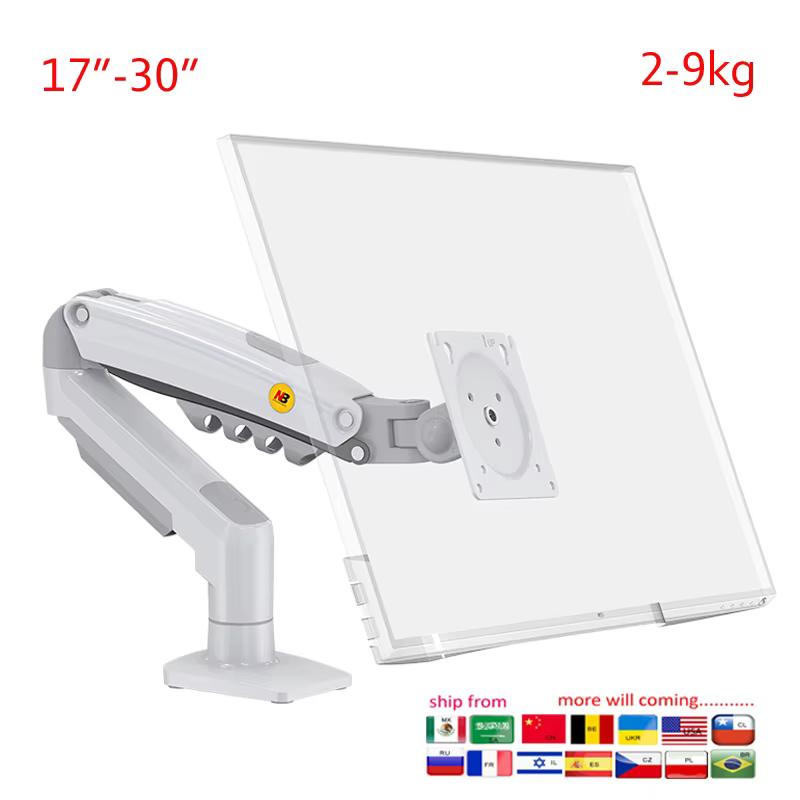Soporte Doble Brazo Monitor NB NEW F80 con Gas Ergonómico USB 3.0