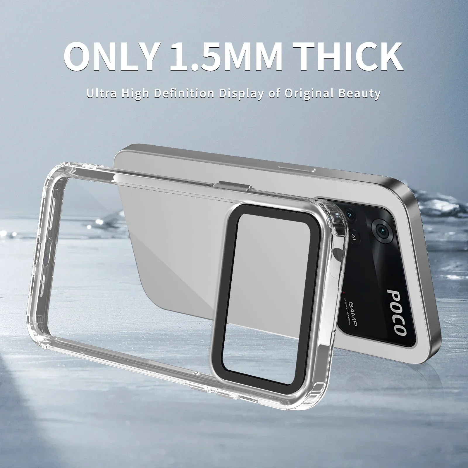 Funda transparente acrílica de lujo a prueba de golpes para Poco M4 Pro 4G M4 5G M5 4G X5 F5 Note 12 4G 11 Pro 12 Pro 5G, funda trasera transparente - imagen 2