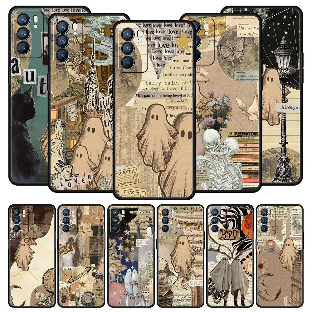 Funda de teléfono de pequeño fantasma para Oppo Reno8, Reno7, Reno6 Pro, A54, 5G, Find, X6, X5, A53, A52, A9, A15, A95, A17, A16, A76, A74, A57, A31