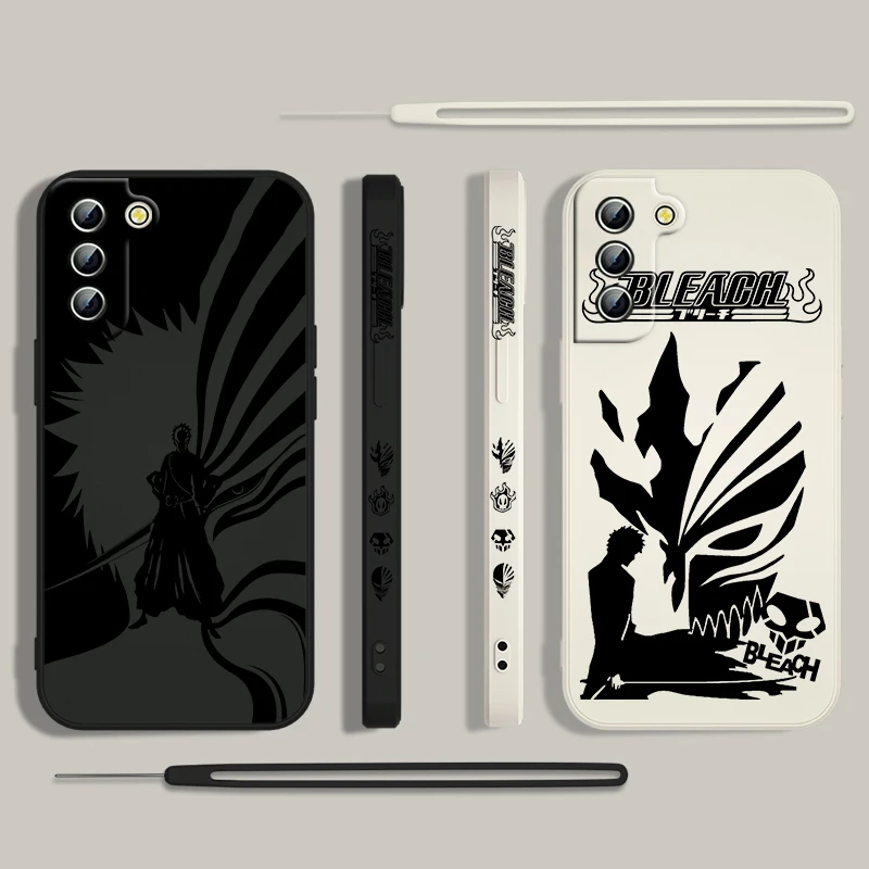 Funda de teléfono Anime BLEACH Kurosaki Ichigo para Samsung Galaxy S24, S23, S22, S21, S20 Pro FE Plus, Ultra Liquid Left Rope Cover