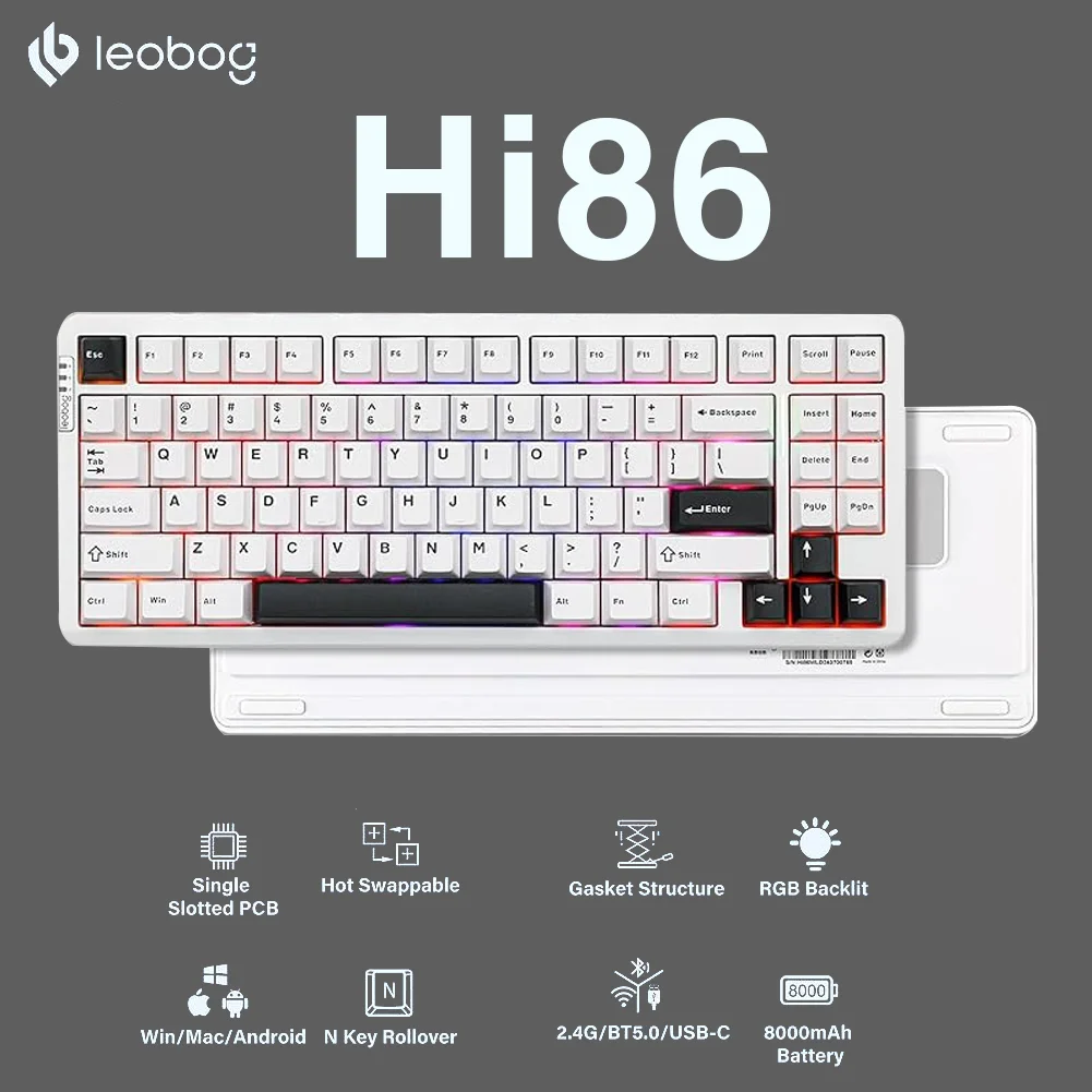 LEOBOG Hi86 Teclado mecánico personalizado de aluminio junta inalámbrica multimodo Teclado para juegos programable 75% retroiluminado RGB 8000mAh - imagen 2