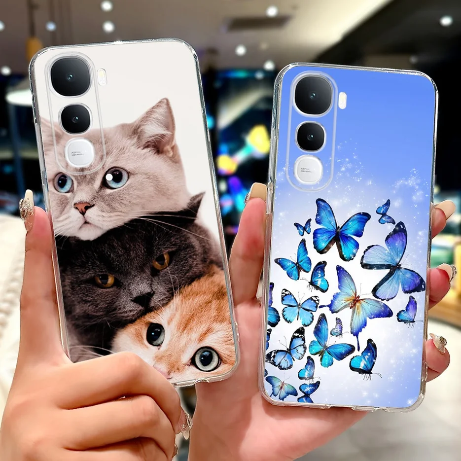 Para Vivo Y400 4G funda VivoY400 V2506 moda gato flores pintado funda de silicona suave funda de teléfono para Vivo Y400 Pro 5G Fundas bolsas - imagen 3