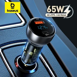 Baseus Cargador Coche USB-C 65W PD Carga Rápida