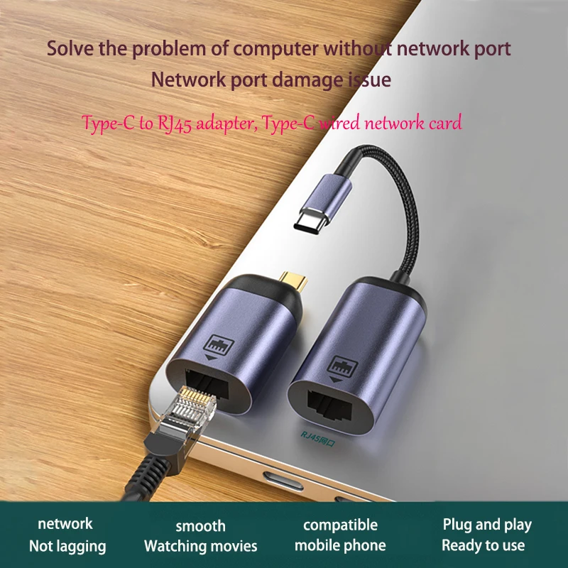 Adaptador convertidor USB tipo C 3,1 RJ45 LAN Ethernet USBC a 100/1000M Gigabit enchufe de red cable externo para MacBook Win 7/8/10 - imagen 2