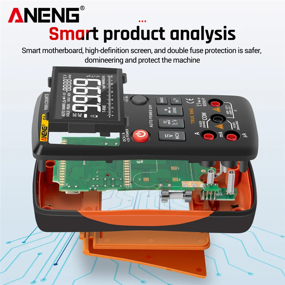 Probador multímetro inteligente ANENG Q1 pantalla Digital alta precisión profesional valores eficaces verdaderos 9999 recuentos herramientas de electricista de rango automático - imagen 4