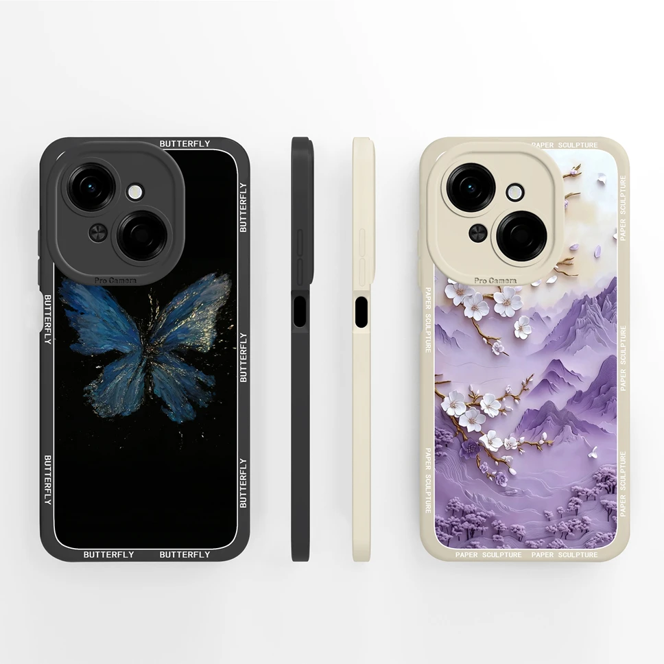 Para Tecno Pop 9 4G 5G Funda de teléfono con patrones de gato negro Funda de silicona líquida suave para Tecno Pop9 Funda ligera de alta calidad - imagen 4