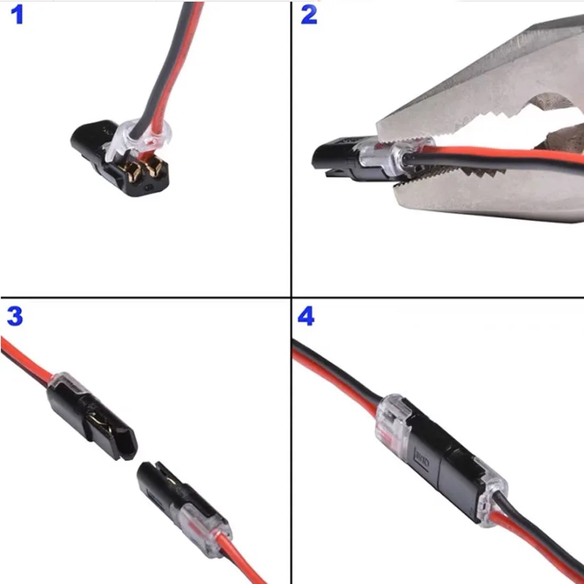 Conector de Cable enchufable de 2 pines, terminales de engarzado de Cable eléctrico de empalme rápido para cableado de cables, conectores LED de coche 22-20AWG, 1-10 Uds. - imagen 5