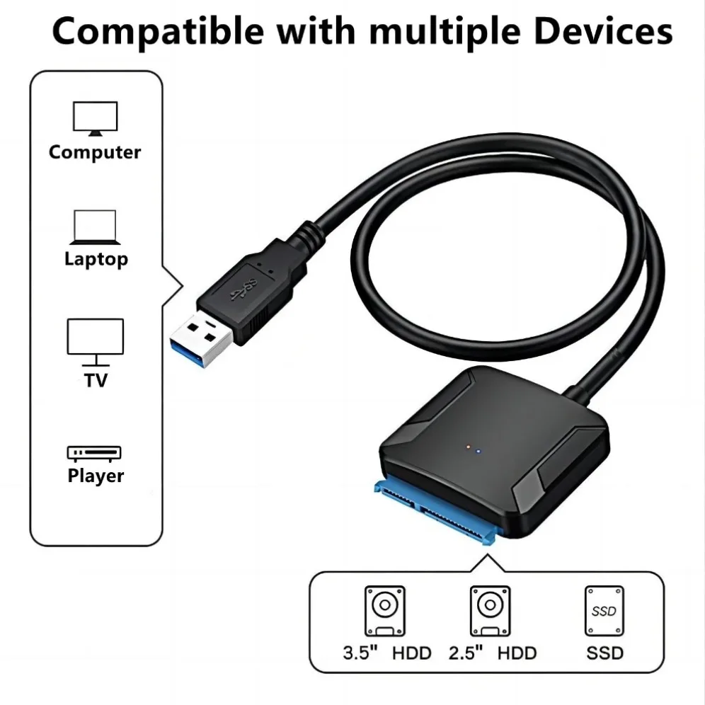 Grwibeou Adaptador USB 3.0 a SATA III - HDD/SSD 2,5/3,5 pulgadas - imagen 2