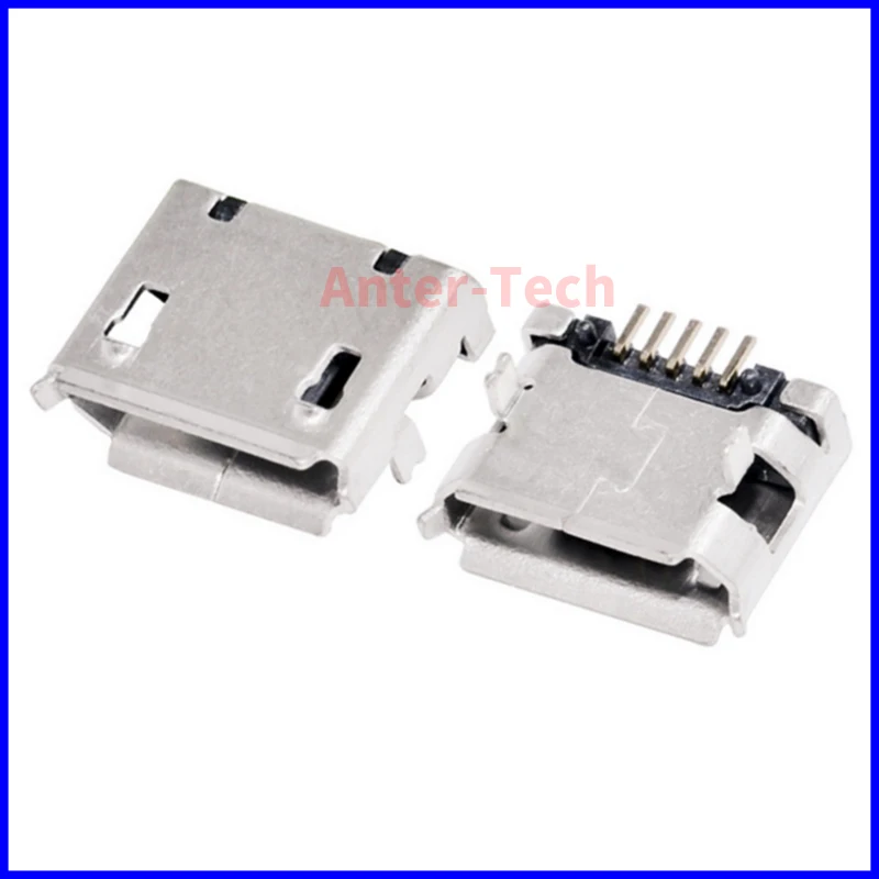 Conector Micro USB Teléfono Móvil Conector Hembra DIP 5 Pines 100 Piezas Mini Toma Carga USB Boca Rizada Alta Calidad - Vista principal del producto