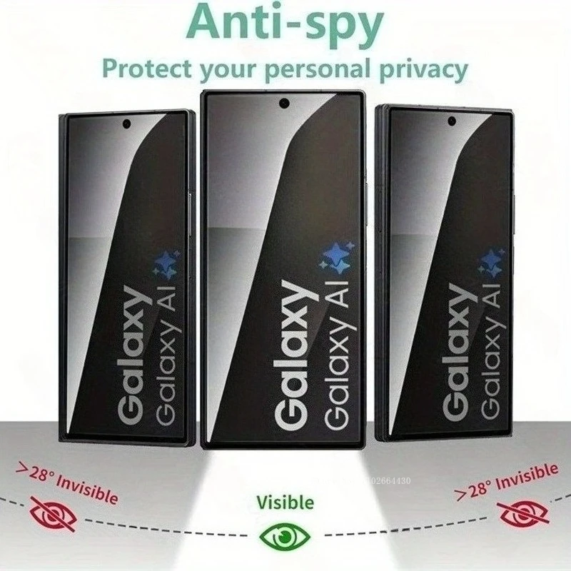 Protectores de pantalla antiespía para Samsung Galaxy S25 Ultra, película templada sin mirar para Galaxy S25 Plus, vidrio de dureza suave, 4 Uds. - imagen 3