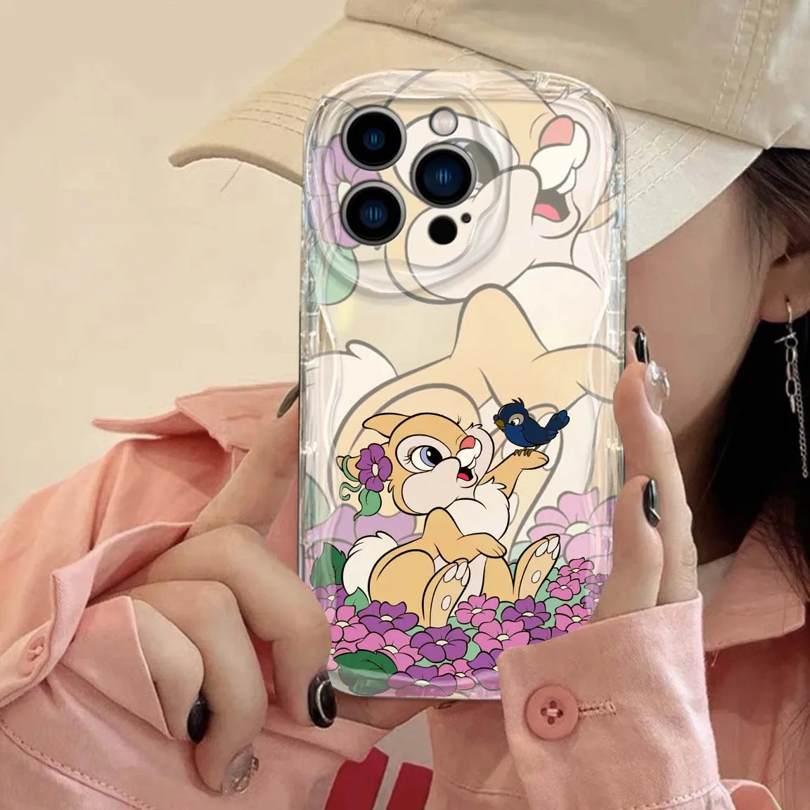 Bambi Rabbit funda para Samsung A73 A72 A71 A56 A55 A54 A53 A52 A51 A50 A36 A35 A34 funda de teléfono de aceite ondulado - imagen 2