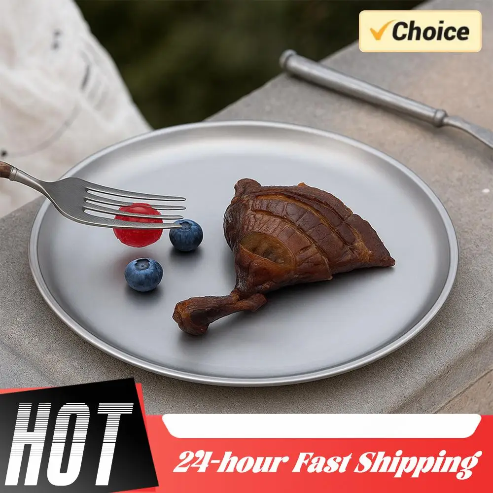 Plato de titanio portátil para viaje, platos para cenar ensalada y Pasta, platos para acampar, bandeja de comida para el hogar, vajilla para senderismo y mochilero, 1/3 Uds.