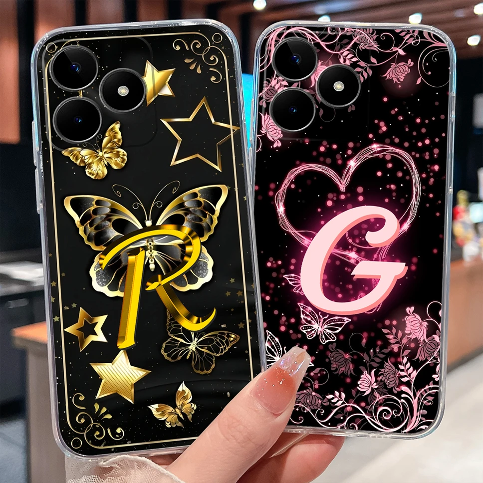 Para Realme Narzo N53 N55 Note 50 funda de teléfono letras de mariposa suave TPU cubierta de silicona transparente para RealmeNote50 NarzoN53 N 55 Shell - imagen 2