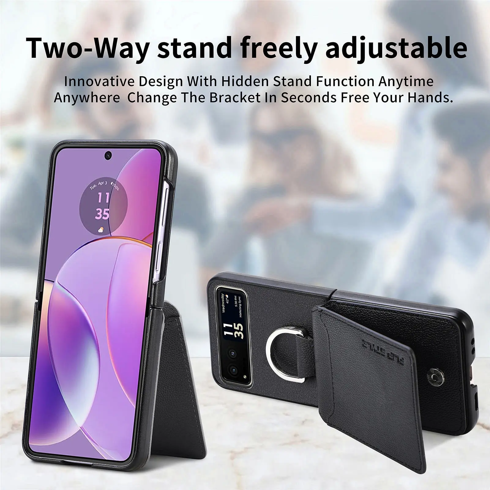 Funda de cuero PU con tapa para Motorola Moto Razr 50 Ultra, cubierta con ranura para múltiples tarjetas, funda a prueba de golpes para Moto Razr 40 - imagen 4