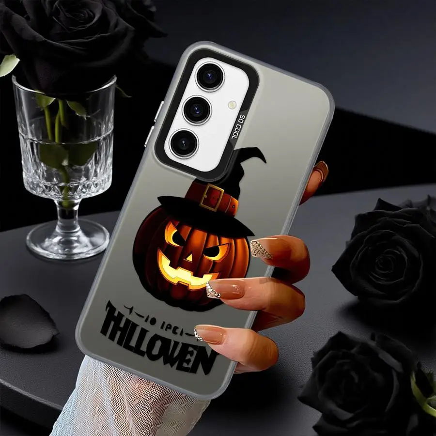 Funda trasera de teléfono para Samsung Galaxy A36 A73 A32 A22 A52 A23 A33 A34 A53 A24 A25 A26 dibujos animados Halloween calabaza murciélago - imagen 3