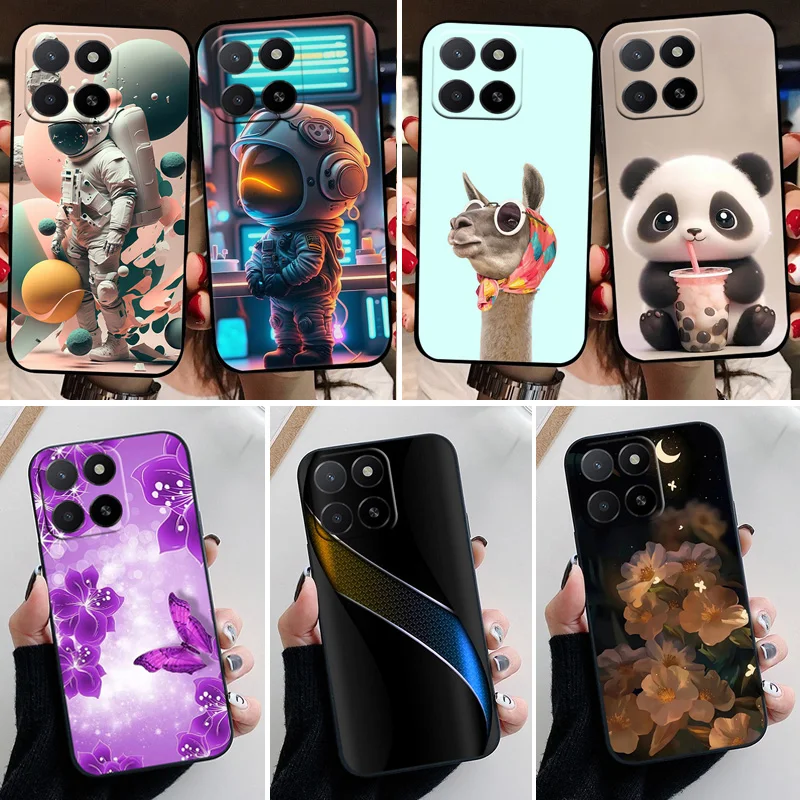 Funda para Honor X8C 4G negro lindas flores suave TPU silicona a prueba de golpes funda de teléfono para Honor X8C HonorX8c Capa Fundas protección