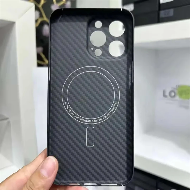 Funda de teléfono Magsafe de fibra de carbono de aramida 600D para iPhone 15 16 Pro Max, protección de lente de carga inalámbrica magnética, cubierta a prueba de golpes - imagen 3