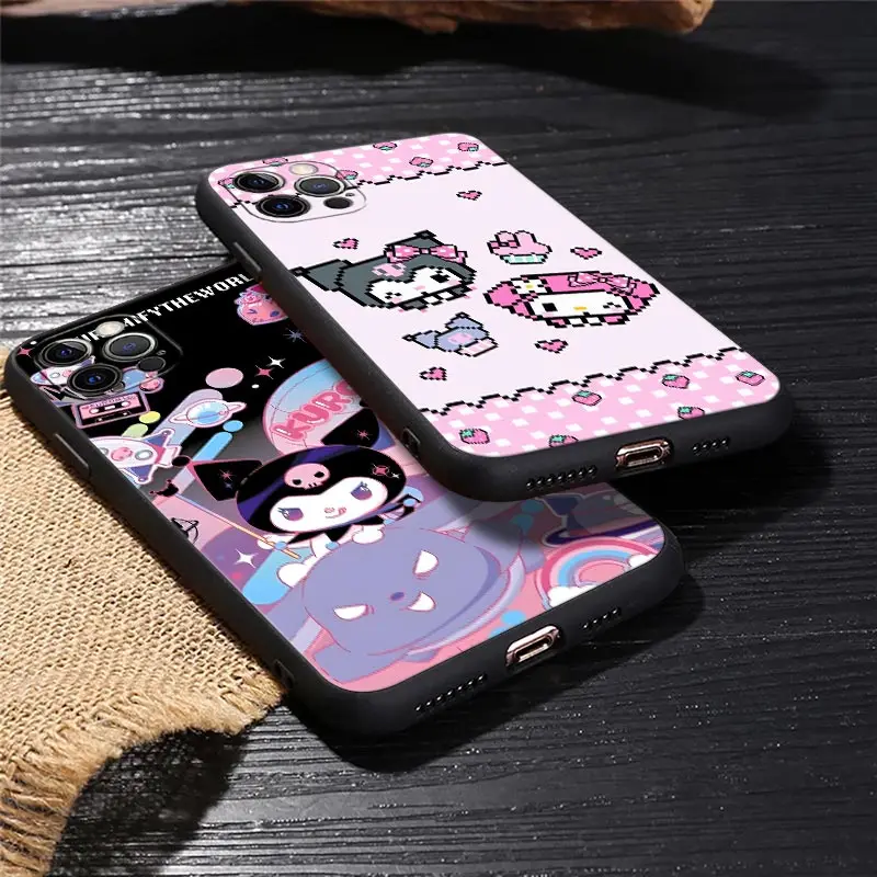 Funda de My Melody Girl para iphone 14, 11, 12, 13 Pro Max, Mini, XS, X, XR, 7, 8, 14 Plus, 6S, SE 2020, carcasa trasera suave con dibujos animados Kuromi - imagen 5