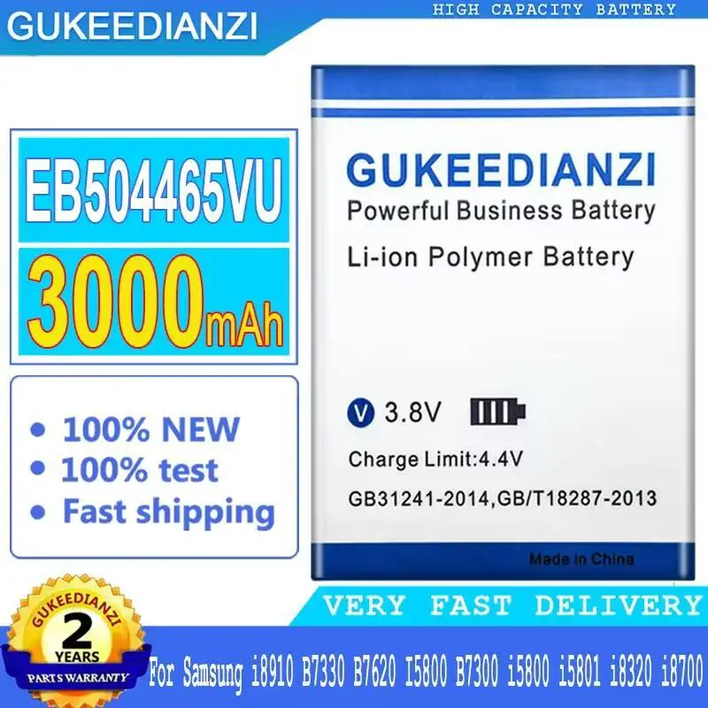 Batería EB504465VU 3000Mah para Samsung I8910 B7330 B7620 I5800 B7300 I5801 I8320 I8700 GT-S8500 S8530 B6520 B7300C