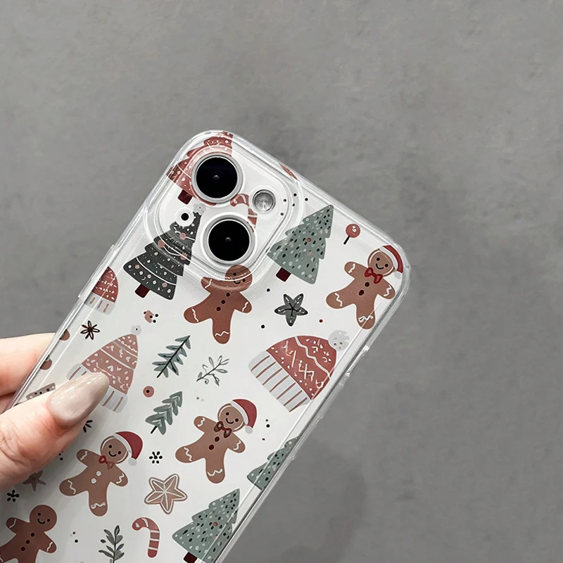 Funda transparente navideña de hombre de jengibre para iPhone 16 15 14 13 12 Mini 11 Pro Max XS X XR 8 7 Plus Funda de silicona a prueba de golpes - imagen 4