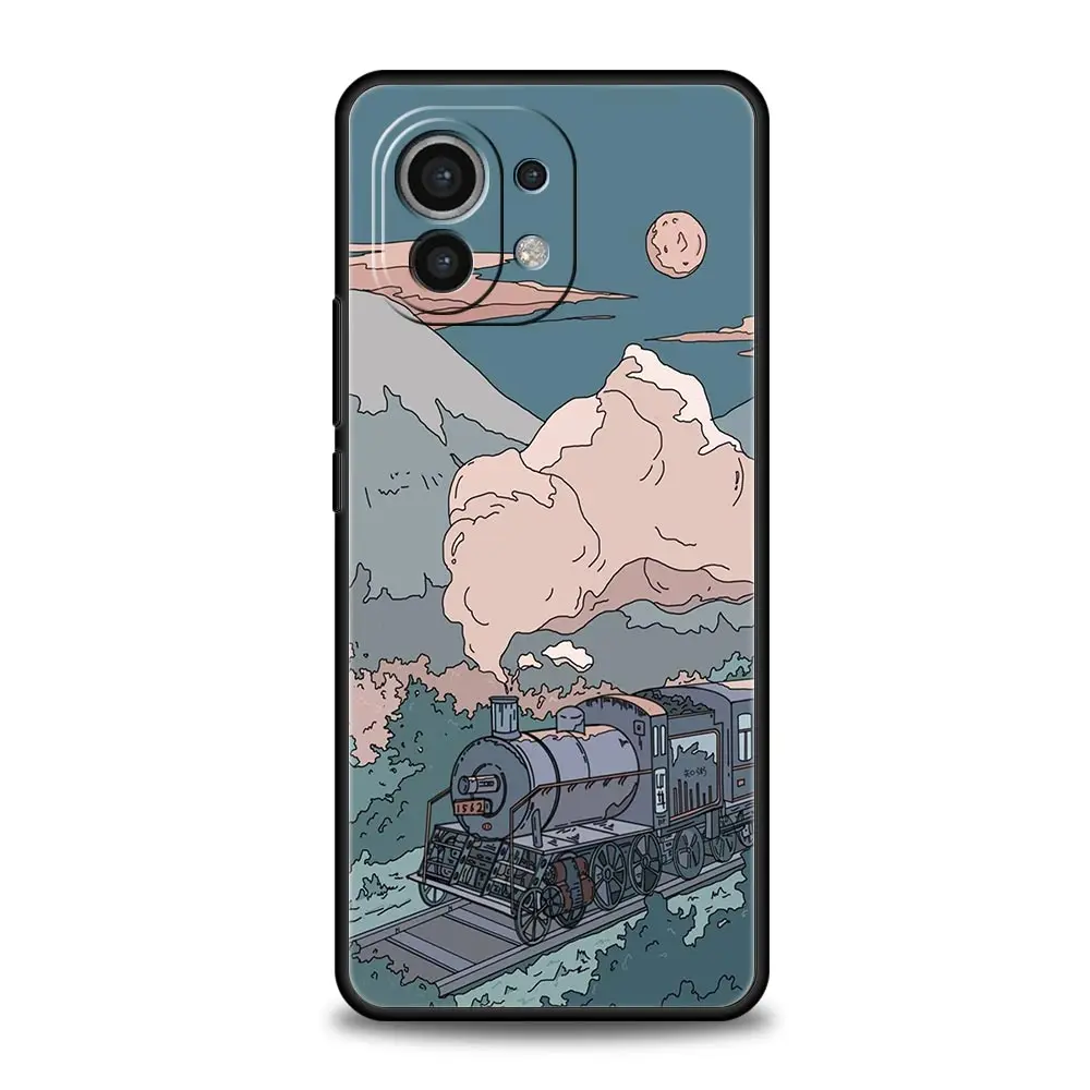 Funda de teléfono de lujo con paisaje de puesta de sol de Japón para Xiaomi 12T Pro 12 13 11 Ultra Mi Note 10 Lite 10T 5G 11X Pro 11T 9T, funda suave - imagen 3
