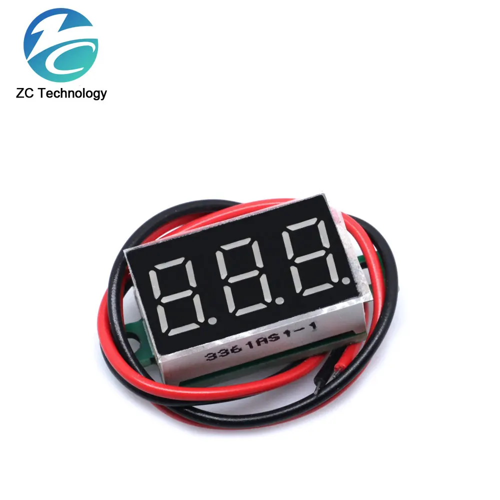 0,28 pulgadas 0,36 DC 0-100V 2 líneas 3 cables Mini medidor de voltaje voltímetro cabeza pantalla LED medidor de Panel Digital herramientas de detección - imagen 4