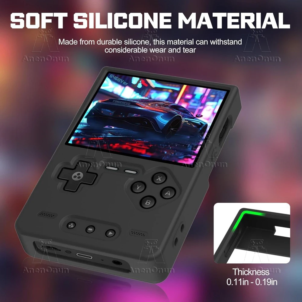 Trimui Brick Funda de Silicona con Cordón A Prueba de Golpes Antiarañazos Durable Piel de Carcasa Suave Cubierta Protectora de Agarre Antideslizante - Negro - imagen 3