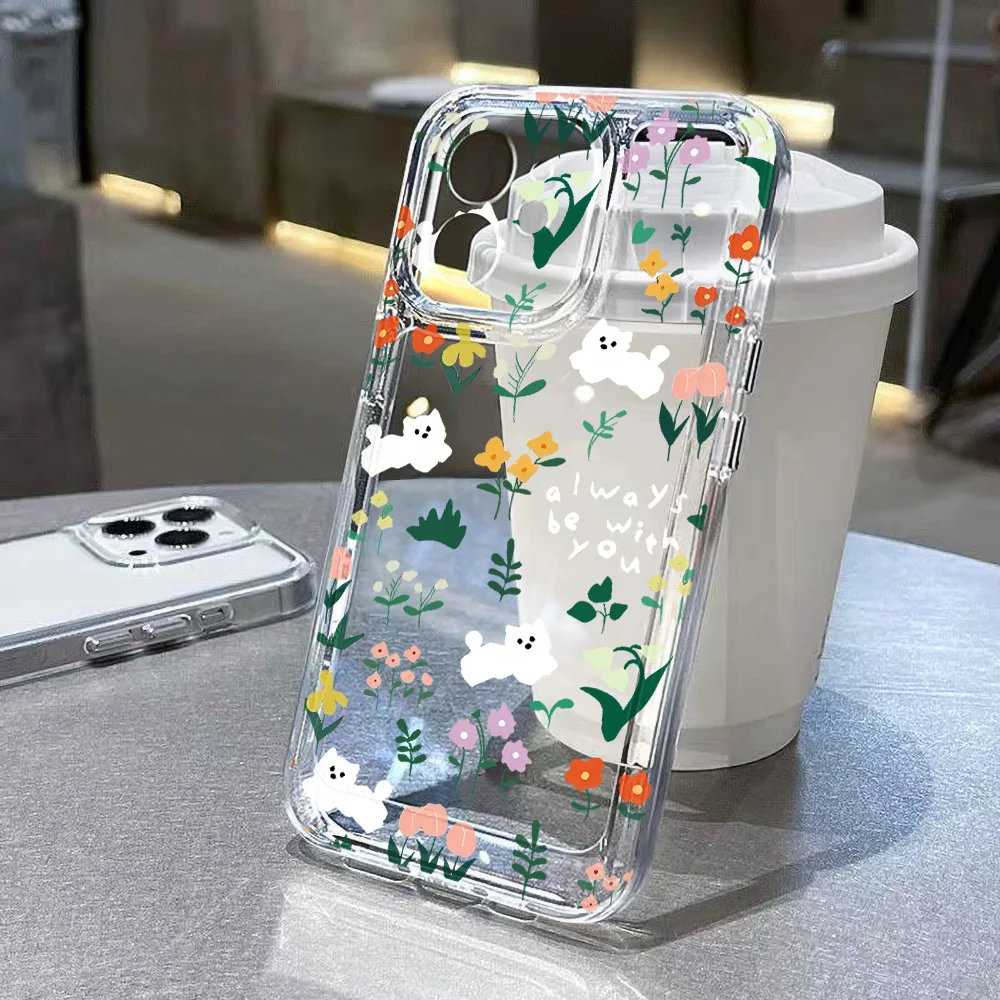 Funda de teléfono de flores para iPhone 11, 14, 15, 13 Pro Max, 12, XR, X, XS, 7, 8 Plus, SE 2020, 15Pro Max, 13 Pro Max, Fundas de silicona transparentes
