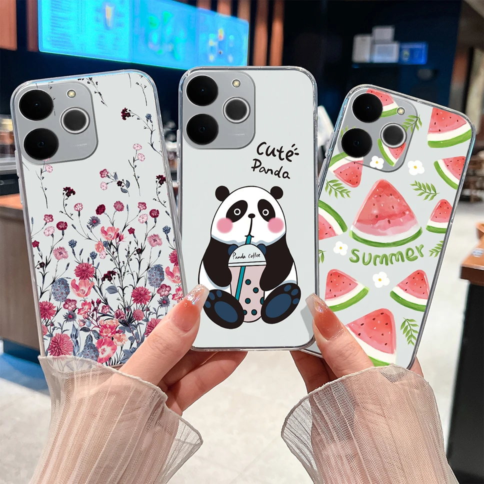 Para Realme Note 70 70T 4G Funda de teléfono flores coloridas suave delgada TPU Funda transparente de silicona para Realme Note70 Funda antideslizante - imagen 3