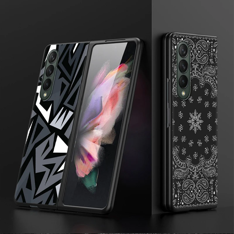 Funda con patrón de arte negro para Samsung Galaxy ZFold3 ZFold4 Z Fold 7 6 5 4 3 ZFold5 ZFold7 ZFold6, funda trasera para teléfono - imagen 4