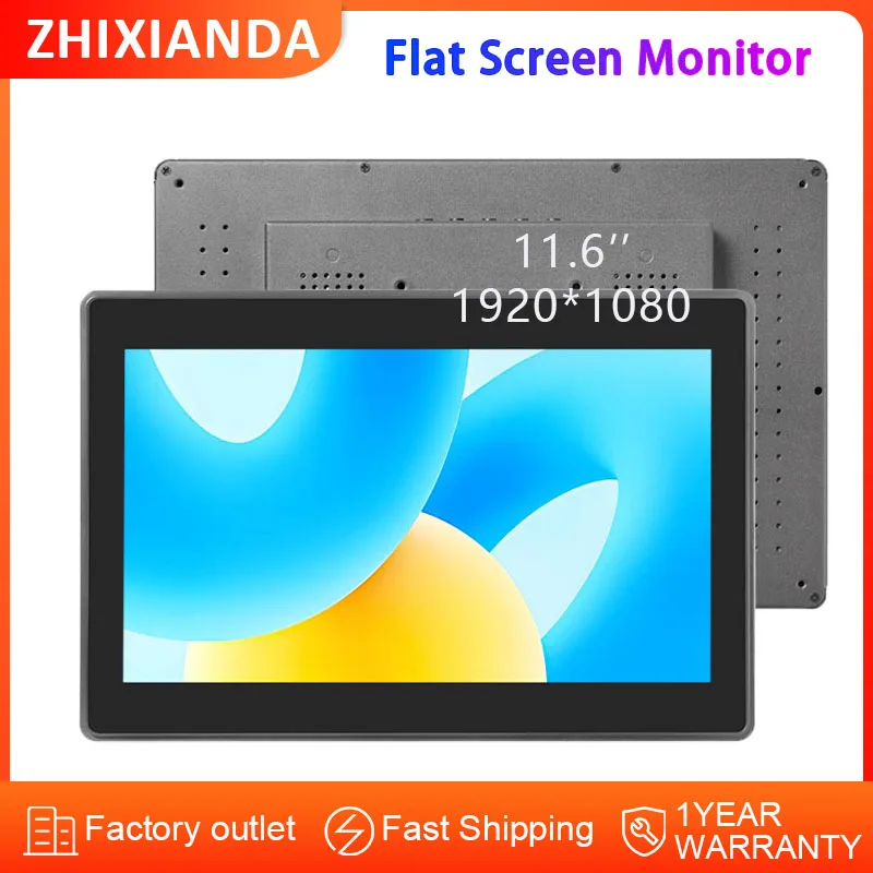 Pantalla táctil capacitiva LCD de pantalla ancha Industrial de 11,6 pulgadas 1920*1080 Monitor de pantalla plana impermeable con VGA HDMI USB