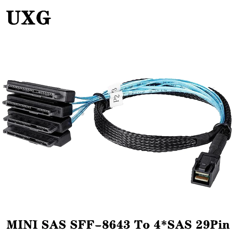 Cable Mini-SAS a SAS, conector SFF-8643 a SAS SFF-8643 y 8087 a SFF-8482 4X SAS 29 pines SFF-8482 con Cable adaptador de corriente SATA - imagen 2
