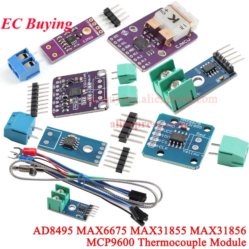 1-2 uds AD8495 acoplamiento térmico de precisión MAX6675 MAX31855 MAX31856 MCP9600 CJMCU módulo Sensor de temperatura termopar tipo K