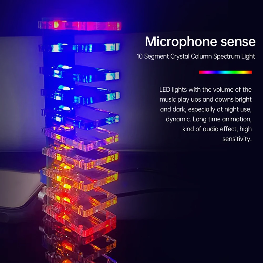 DC 5-12V cristal Audio LED luces coloridas controlado por voz espectro de música electrónica DIY Kit placa de circuito ensamblada soldada - imagen 2