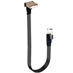 Super Flexible plano arriba abajo ángulo izquierdo derecho 90 grados USB ultracorto Micro USB macho a ultracorto Cable de datos USB 5CM-3M